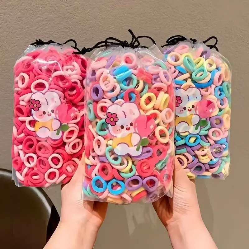 200 PCS Ikat Rambut Korea Warna Warni - Karet Rambut Donat Mini Elastis untuk Wanita & Anak Nest Kids