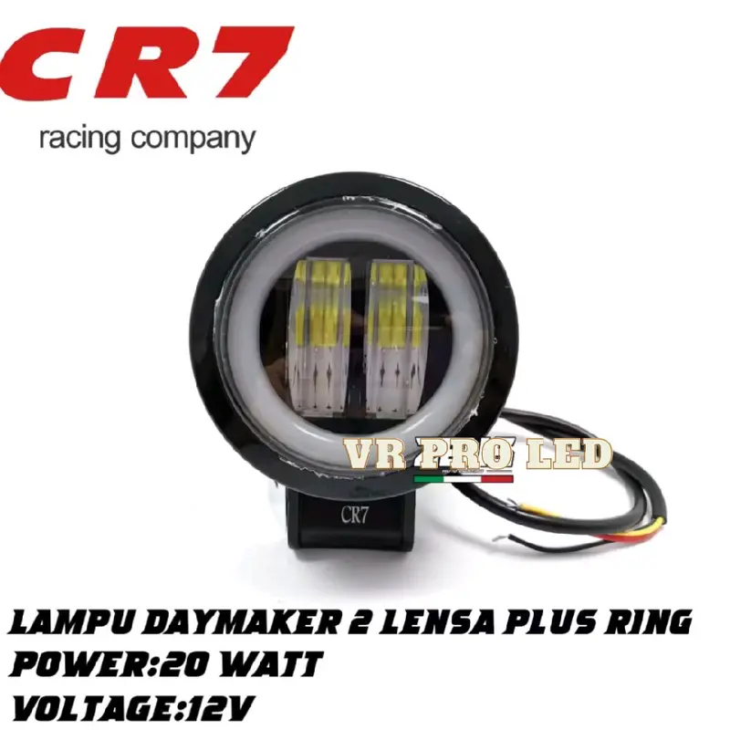 Lampu Tembak Sorot Daymaker 2 Lensa LED CWL Plus Ring Angel Eyes Cahaya 20 Watt Universal bunus breket dan Baut Bulat Waterproof Motor 2