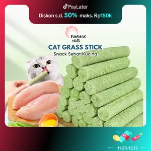 Pawsitive Vibes Cat Grass Stick - Snack Kucing Campuran Catnip, Ayam, Minyak Ikan, Vitamin Untuk Menjaga Kesehatan Pencernaan, Kesehatan Bulu dan Menambah Nafsu Makan Anabul Serta Mencegah Muntah Karena Hairball Atau Bola Bulu catnip
