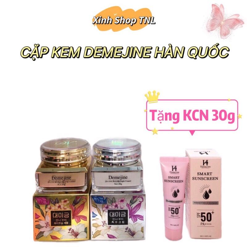   Tặng Kem Chống Nắng  Cặp kem Demejine Hàn Quốc tái tạo da chuyên sâu dưỡng trắng căng bóng da 20g - Skincare. 