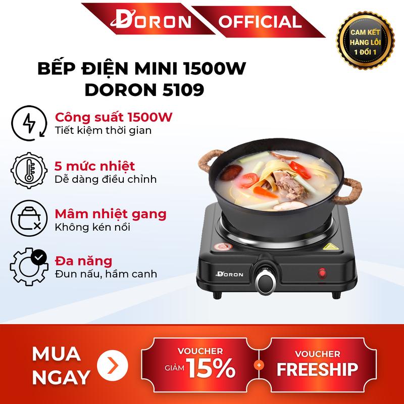 Bếp điện DORON 1500W chống quá nhiệt, gia nhiệt kép không kén nồi