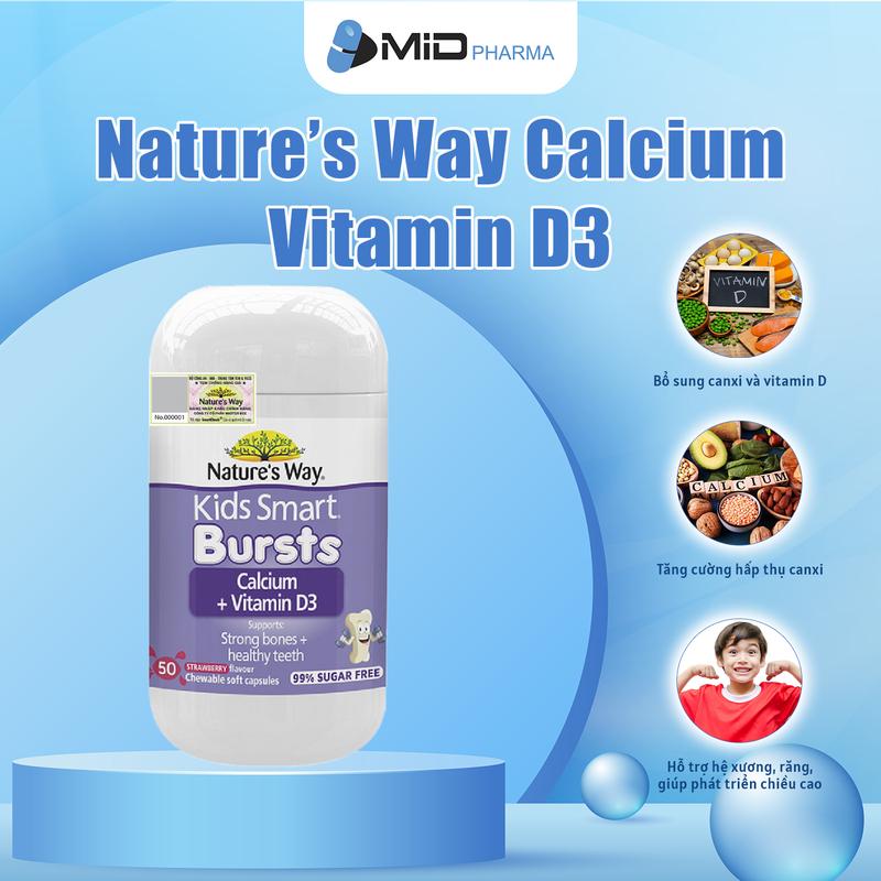   Date 6 2026  Viên Nhai Canxi Sữa Cho Bé Nature’s Way Kids Smart Calcium + Vitamin D3 Burstlets  Kẹo Bùng Nổ Tăng Chiều Cao 50 viên 