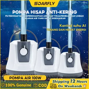 【24h shiping】SOARFLY Pompa air putih 6000L/H yang dapat disesuaikan  Aquarium Water Pump  Ultra Quiet, Energy-Saving 30W/60W/100W  All-Copper Motor Low Water Level Suction Pompa Air Akuarium Pompa AirSubmersiblePompa Air Kolam