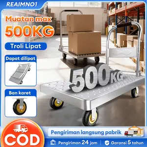 【Diskon 50%】REAIM Roda Troli 500KG Troli Lipat Tugas Berat Yang Terbuat Dari Baja Aluminium Hand Truck Model Besi Lipat Troli Kecil Portable Hand Truck