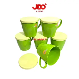 JDO Paket 6Pcs Cangkir Mug Plastik Tutup Kapasitas 350ml Golden Sunkist MOK-7009 Hijau Kitchenware