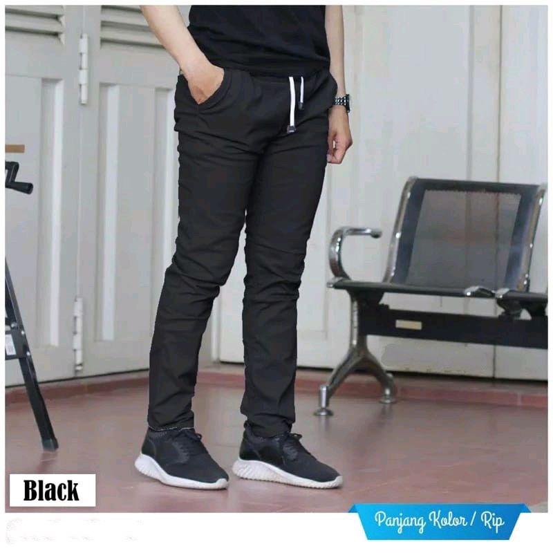 Hemat Isi 2 Celana Chino Panjang Pants Slimfit Stretch Pinggang Karet Celana Pria Dewasa Distro Nyaman 4