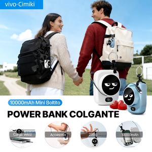 Cimiki 【Boltito】Mini Banco de energía 10000mAh 22.5W PD | Cargador Rápido Powerbank |  Mini | y Cable Tipo-C  Con Luz LED