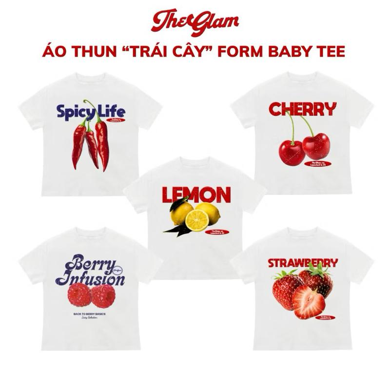 Áo Thun Form BABY TEE Màu Trắng Hình “Trái Cây” Chất Cotton 250gsm Dày Dặn Thoáng Mát