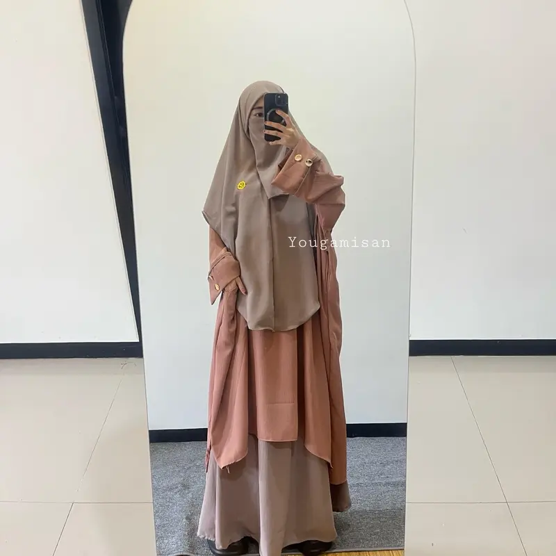 YOUGAMISAN-ADILA ONE SET ROK TUNIK HIJAB BERGO MALAYSIA FREE CADAR FASHION MUSLIM 2024 TRAND BAJU TUNIK ABAYA BATWING BIG SIZE JUMBO 5