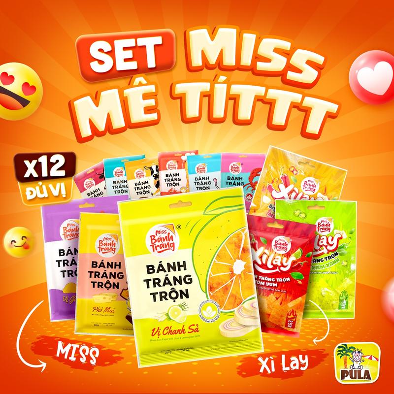  Set Bánh tráng Mê Tít | Set Bánh Tráng Miss - Bánh Tráng Xilay Tiệm nhà Pula - Gói Mini Gói Bự Đủ vị | Ngon Dễ Nghiện 
