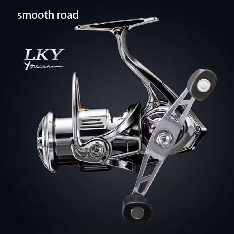 LKY, (TAN TU) cốc hai đường kim loại, bánh xe quay ném dài, cánh tay rocker đôi vít, tỷ lệ tốc độ 5,4: 1, vòng bi 7 + 1, mẫu 2500 / 3000 Fishing Bắt Cá Đi Câu Câu Cá Fish Tay Quay