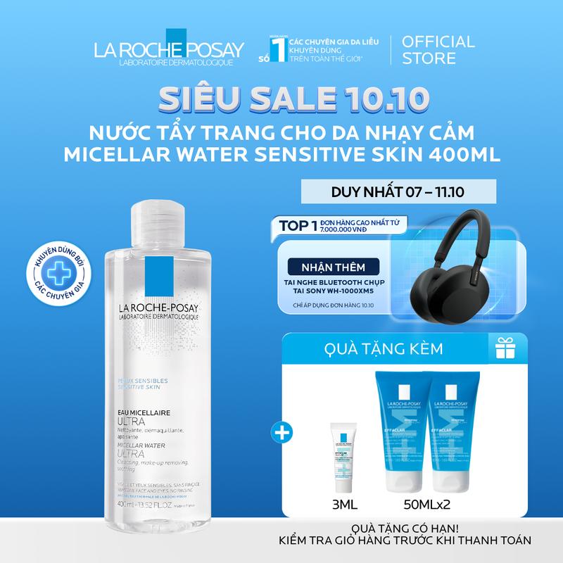 Nước làm sạch sâu và tẩy trang cho da nhạy cảm La Roche-Posay Micellar Water Ultra Sensitive Skin 400ml