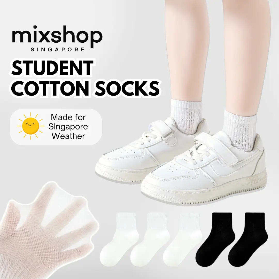mixshop Student Socks, Children Cotton socks, White Socks, Black Socks, Bone-free socks