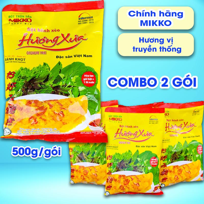   Combo 2 Gói  Bột Bánh Xèo Hương Xưa MIKKO Chính Hãng 500g gói - Bột Bánh Xèo Pha Sẵn - Tiện Lợi Tiết Kiệm Hương Vị Bánh Xèo Truyền Thống - Hàng Việt Nam Chất Lượng Cao 