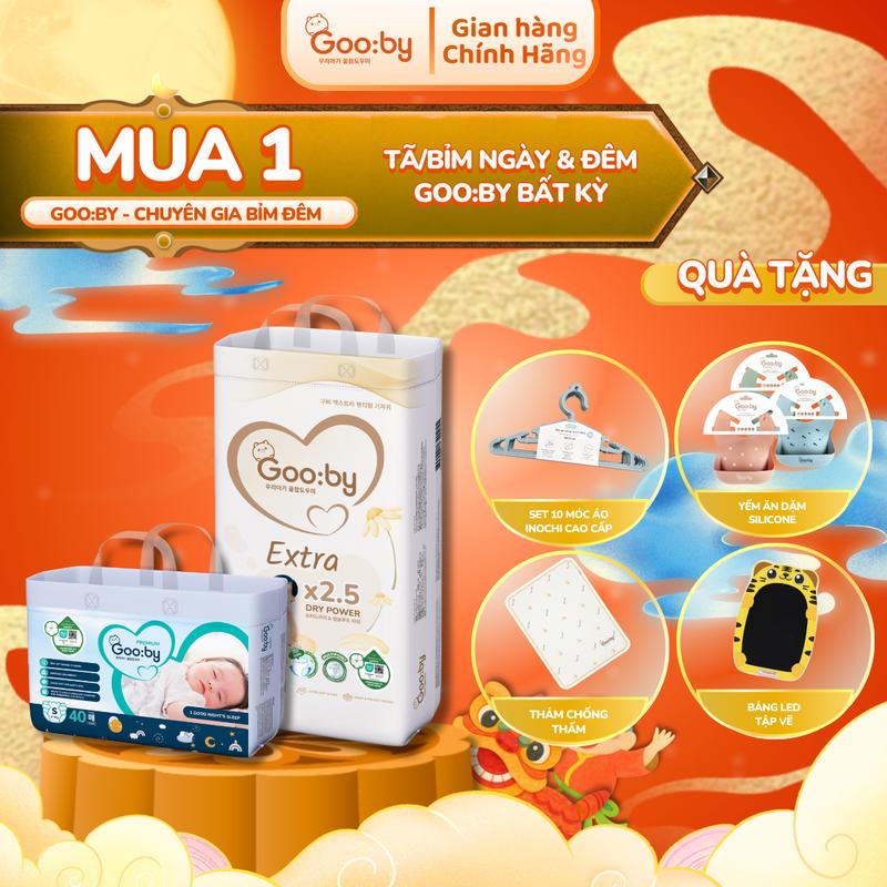 [GOOBY] [Link Mix Bỉm] Tã/bỉm Gooby Bất kì Ngày và Đêm Mềm mại, an toàn, siêu thấm hút cho bé size NB, S, M, L, XL, XXL, XXXL cho bé từ 4kg - 35kg + Quà tặng
