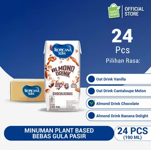 Paket isi 24 - Tropicana Slim Plant Based RTD Sugar Free - Oat Drink Vanilla / Almond Drink Chocolate / Oat Drink Cantaloupe Melon / Almond Drink Banana Delight