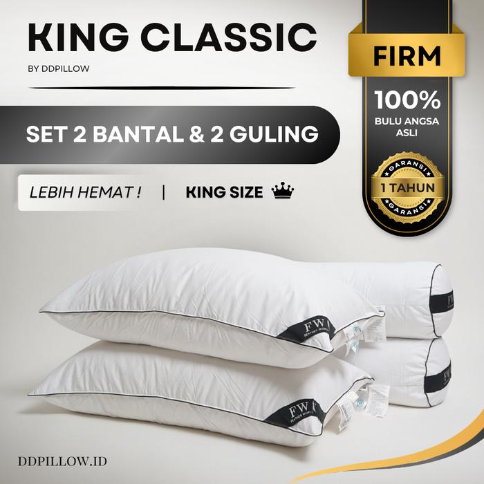 Gambar Paket 2 Bantal+2 Guling Hotel Bulu Angsa Asli, King Classic 40% Down dari ddpillow Kota Administrasi Jakarta Barat Tokopedia