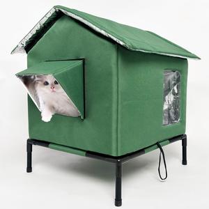 屋外用猫小屋、冬用の断熱猫小屋（室内・屋外猫用）、オールシーズン対応の暖かいクッション付きシェルター、簡単組み立て