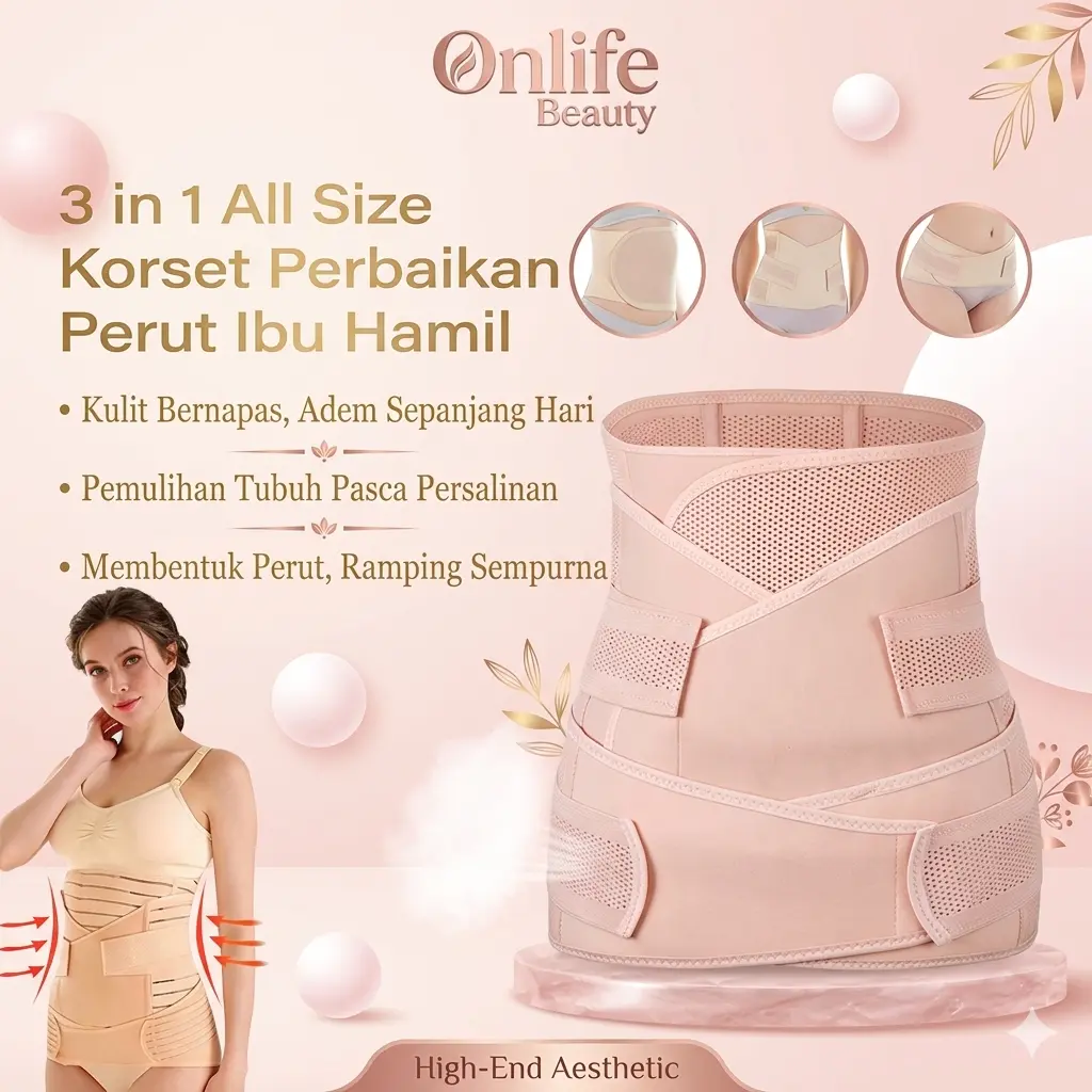 Onlife Beauty SY01  [3IN1 ORIGINAL] Korset Pasca Melahirkan Triple Compression - Stagen Pelangsing Perut Buncit & Gelambir - Bahan Adem Premium  SY01