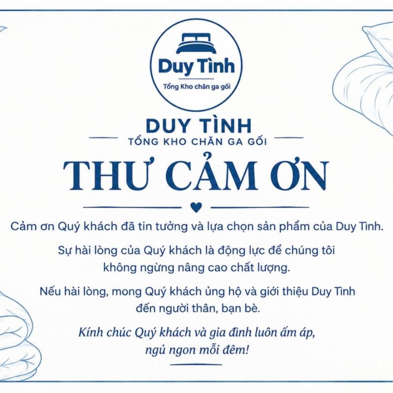 3Thẻ bảo hành cảm ơn khách hàng - Duy Tình -Tổng kho chăn ga gối