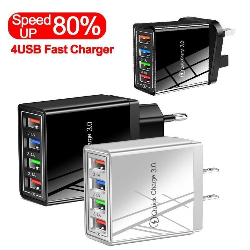 Củ Sạc Điện Thoại Chất Lượng Cao 12W (5V/2A) 4 Cổng USB Chân EU/US
