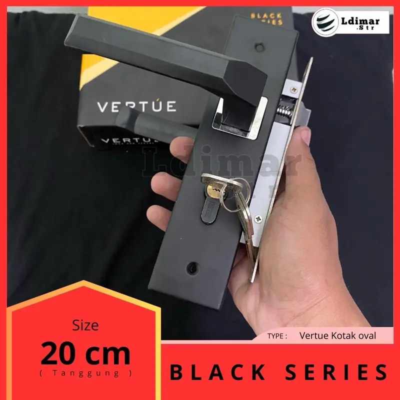 Set Kunci Pintu Tanggung 20cm merk Aigo Selot dengan Handle Hitam dan Sentuhan List Silver 6