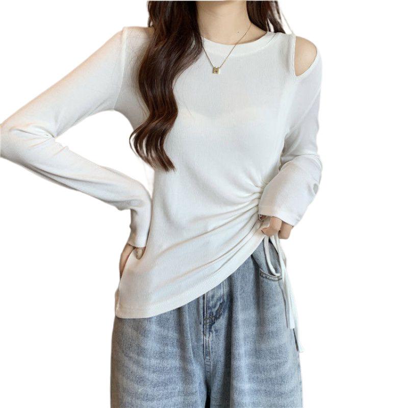 Missoofficial.id BJ1692 Baju Atasan Kaos Spandek Korean Tshirt Wanita Lengan Panjang Model Serut Samping Santai Oblong 1