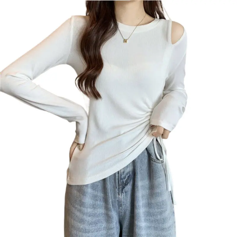 Missoofficial.id BJ1692 Baju Atasan Kaos Spandek Korean Tshirt Wanita Lengan Panjang Model Serut Samping Santai Oblong 1