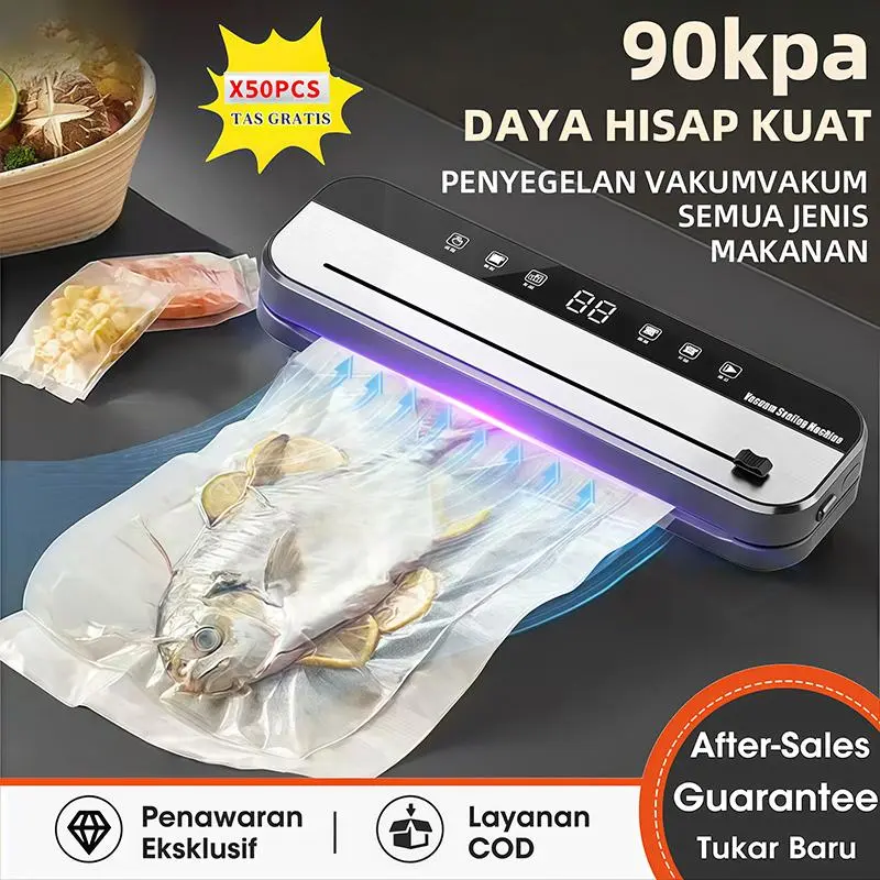 COD Food Saver Vacuum Sealer – Penyegel Otomatis untuk Makanan Basah, Kering & Frozen Food