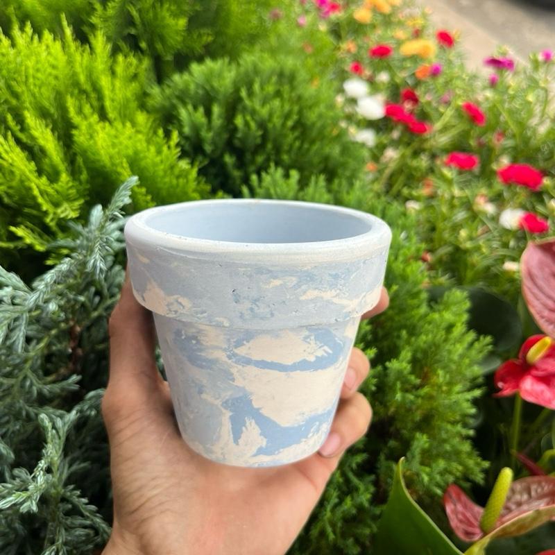 Chậu Đất Nung Loang Xanh 9x9cm