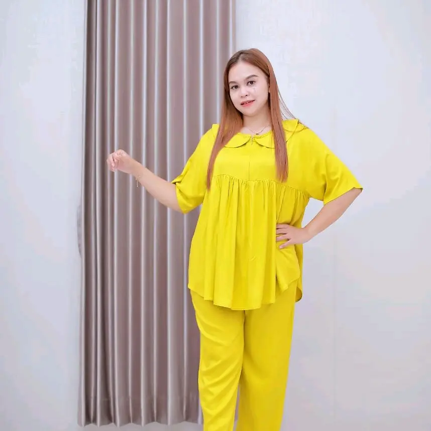 ONE SET baju tidur ,baju santai bahan rayon premium model polos lengan pendek sleeper wanita pajamas Tebal daster mahal daster lengan 3⁄4