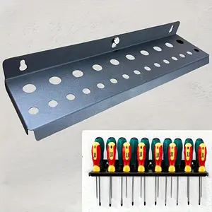 Metal Tool Organizer Space Saving Garage Workshop Wall Mount Rack with Screwdriver Slots, Tool Storage Shelf for Screws Wrenches