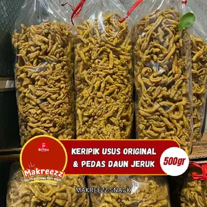 Keripik Usus Pedas Daun Jeruk 500g - Snacks Goreng Kering - Food, Kripik