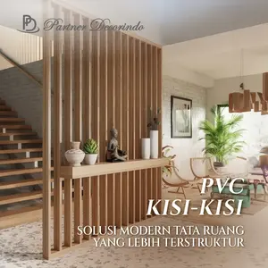 Kisi Kisi Hollow WPC Kotak Bahan PVC Partisi Sekat Ruangan Motif Kayu Uk 290cm