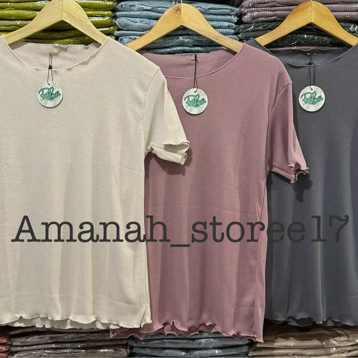 3 Pcs Kaos Necy Lengan Pendek / Kaos Rib Lengan Pendek