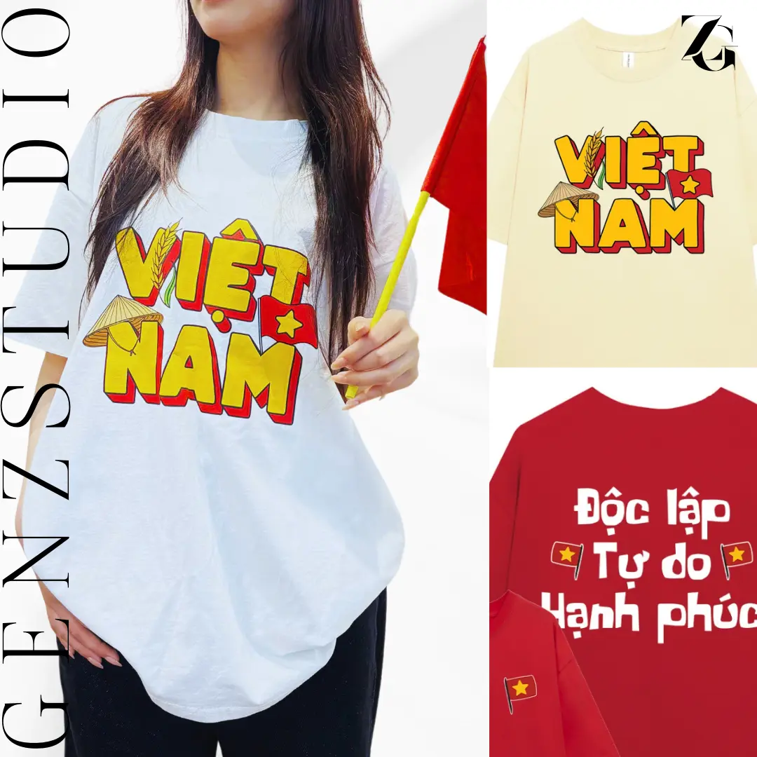 [MỪNG ĐỘC LẬP] Áo thun form Boxy Việt Nam tôi yêu đủ 6 mẫu nhiều màu GenZstudio - Freesize Unisex