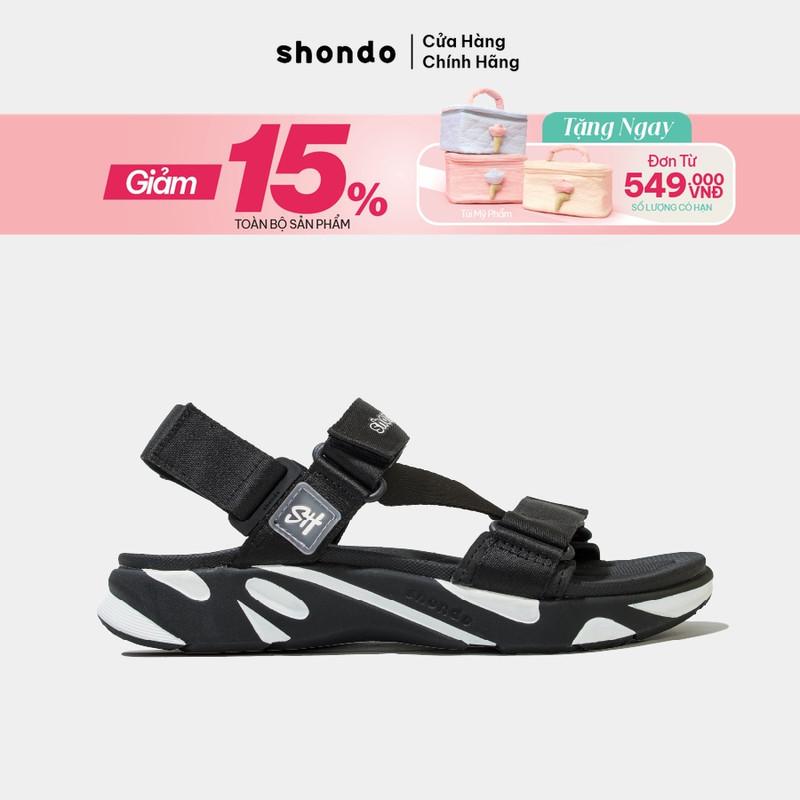 Giày Sandal Nam Nữ Shondo Êm Chân, Bền F8 Đen Trắng Ver.2 F8M1012