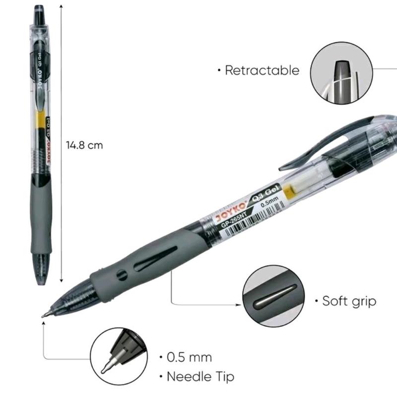 Pulpen Joyko Needle Tip Q3 Gel GP-265NT (TINTA HITAM) - Stationery 0