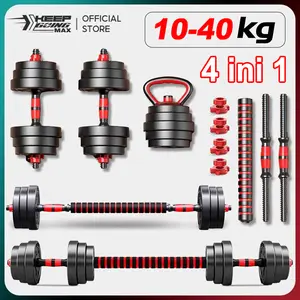 Keep Dumbbell PVC20KG Set 10/20/30/40KG Alat Fitness Klasik dengan Tabung Baja dan Sarung Tangan Kebugaran untuk Latihan Otot Seluruh Tubuh