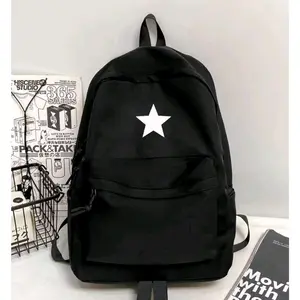 StarCollektion tas punggung distro pria dan wanita (bintang hitam) tas punggung simple murah dan praktis cocok untuk pemakaian skolah dan acara formal lainnya dengan bahan dinnir 300