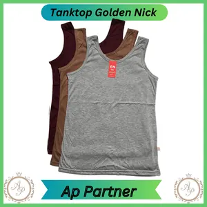 3 Pcs - Tanktop Singlet Wanita Merk Golden Nick SA 51 Tali Besar Bahan Katun Size M L XL XXL