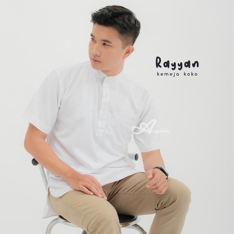 Rayyan Kemeja Koko Cottonsilk Basic Polos Pria Lengan Pendek tersedia BIG SIZE BESAR 0