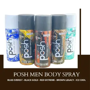 Posh Men Body Spray Parfum Pria - Blue Everest, Black Gold, Red Extreme, Brown Legacy, Ice Cool, Koleksi Unik Aroma Berbeda