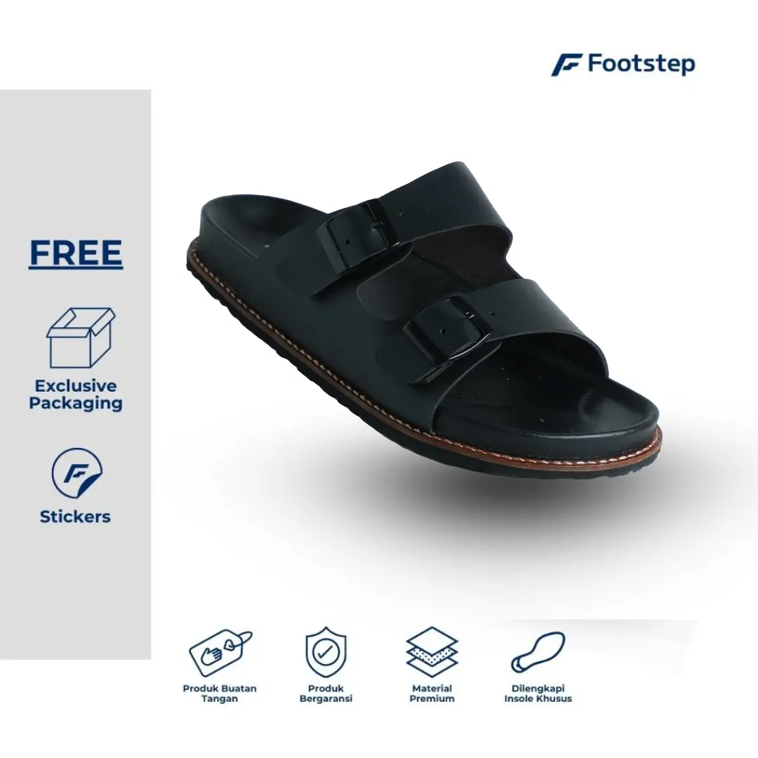 Footstep Footwear Sandal Pria Jepit Octa Lux Black Original Sandal Sendal
