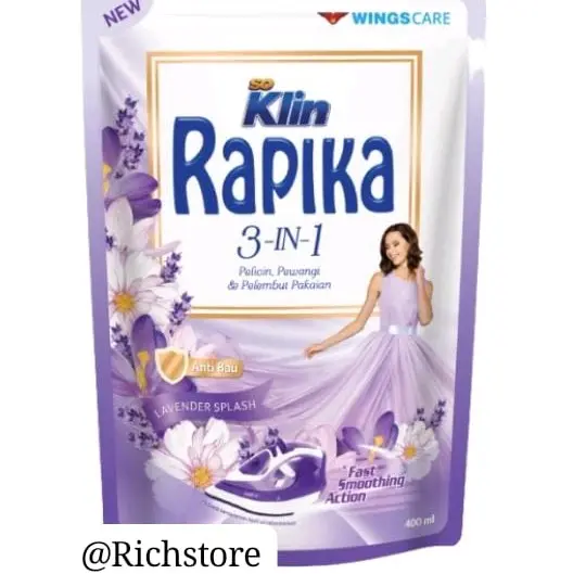 PAKET 5 PCS Rapika 300ml 3in1 Soklin Pelicin Pewangi (Random)