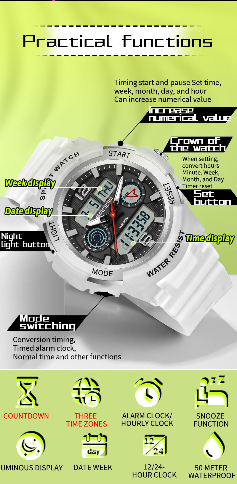 Product Introduction of SS24 Sanda 6188 Men's Fitness Outdoor Sports Watch Student Fashion Sports Waterproof Watch, Electronic Watch 17