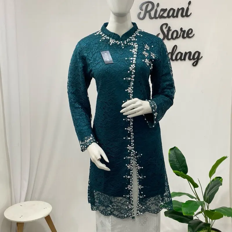 ￼set kebaya brukat payet Nagita/kebaya modern/kebaya ibu besan/kebaya kondangan Brokat Motif Songket Bawahan Dress Panjang Wisuda Lilit Wanita Baju Setelan Pesta Batik 0