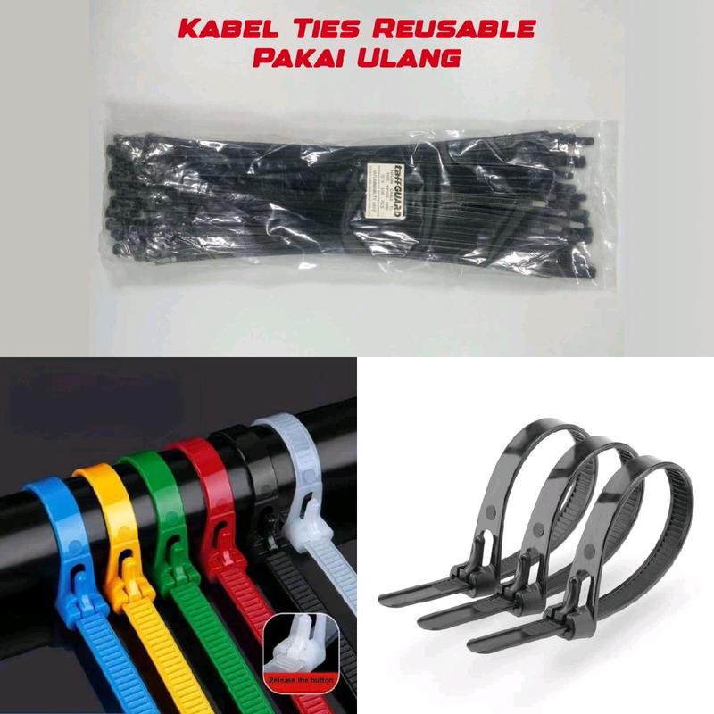 Kabel Ties Pengikat Barang Bisa Dibuka Dipakai Digunakan Ulang 25cm 30cm Tebal 8mm Klem Cable Reusable 100pcs 0