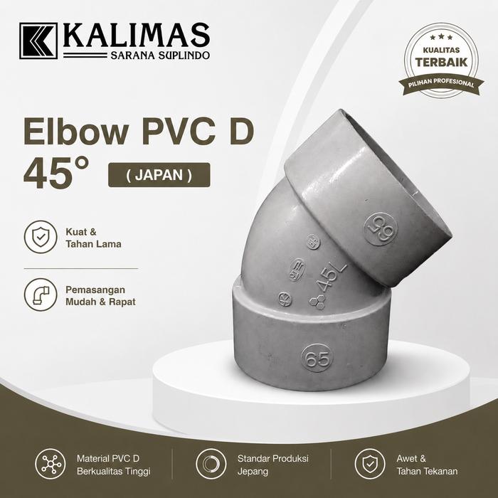 Gambar Elbow / Knie PVC D (JAPAN) d. 2 1/2" x 45 deg | Sambungan Fitting Pipa Air PVC D dari kalimas.online Kota Administrasi Jakarta Pusat Tokopedia