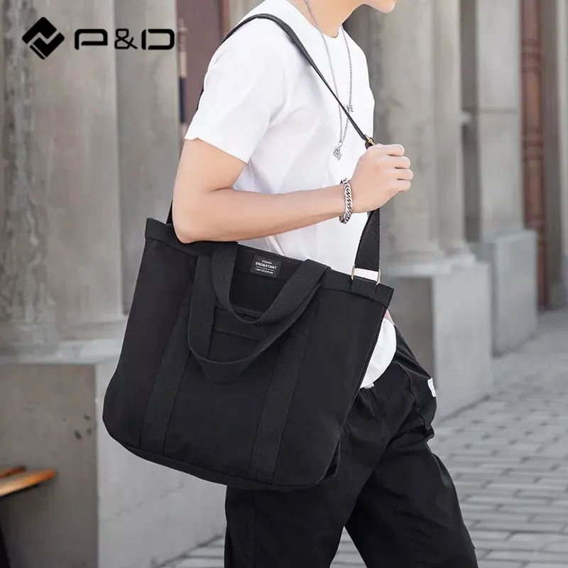 P&D Tote Bag Men Canvas Messenger Crossbody Pack Business Hand Male Sling Shoulder Bags Urban Daily Carry